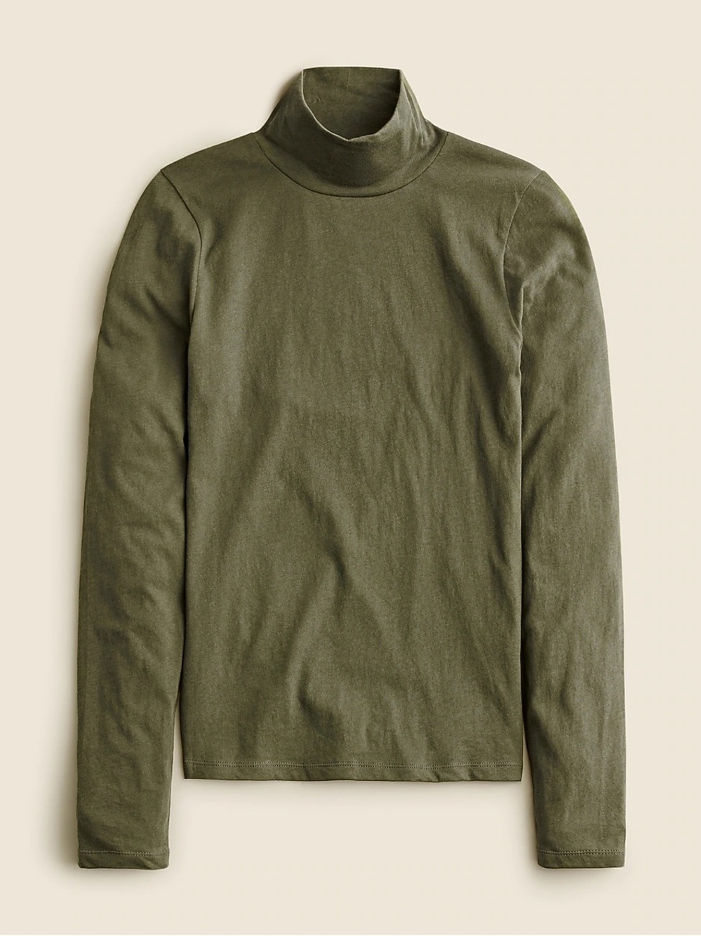 Olive Green Tissue Crepe Turtleneck Shirt